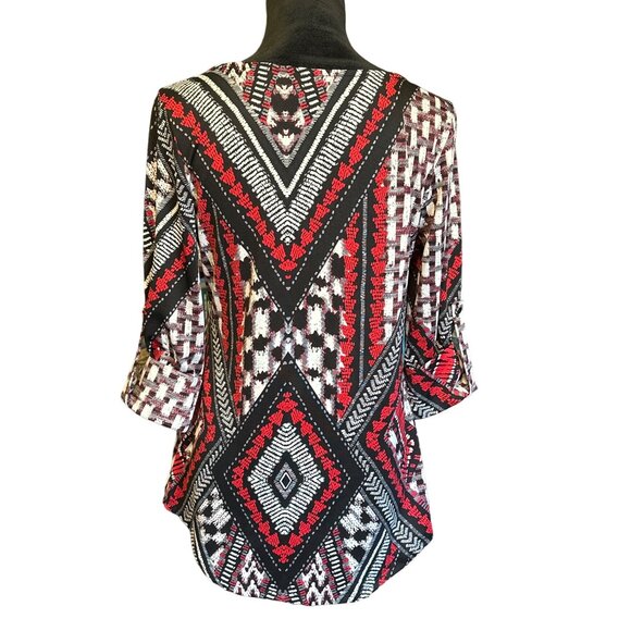 💖New Directions Womens Geometric Patterned Tunic Top S - Picture 2 of 7